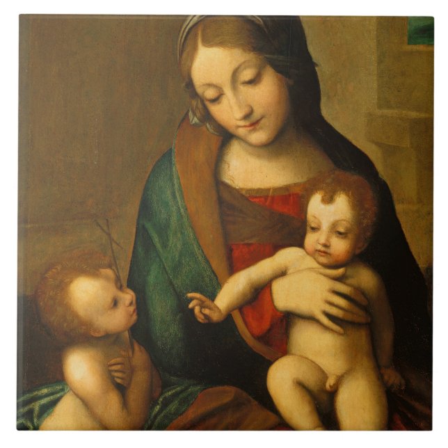 Madonna och barn med Saints Kakelplatta (Framsidan)