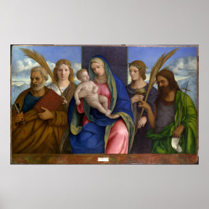 Madonna och barn med Saints Poster
