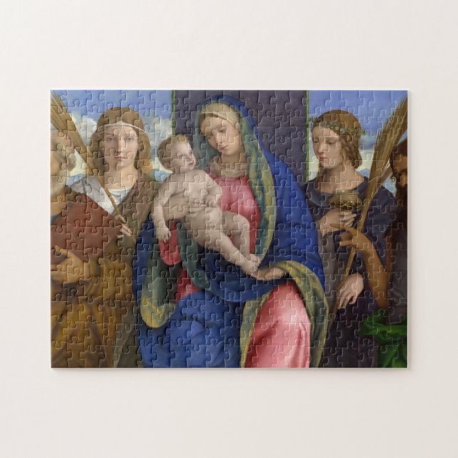 Madonna och barn med Saints Pussel (Horisontell)