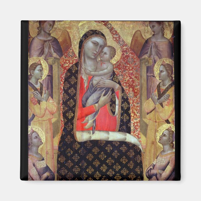 Madonna och barn med sex änglar (panel) magnet (Framsidan)