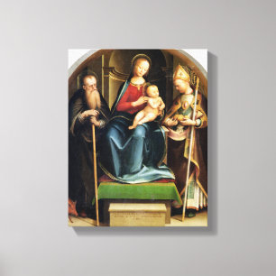 Madonna och barn med St Anthony Abbot och St. N Canvastryck