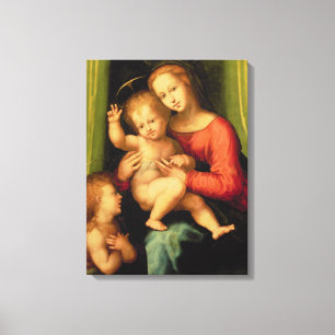 Madonna och barn med St John Canvastryck