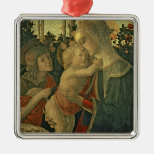 Madonna och barn med St John det baptistiskt (den Julgransprydnad Metall