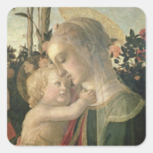 Madonna och barn med St John det baptistiskt, Fyrkantigt Klistermärke