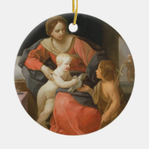 Madonna och barn med St John det baptistiskt Julgransprydnad Keramik