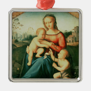 Madonna och barn med St John det baptistiskt Julgransprydnad Metall