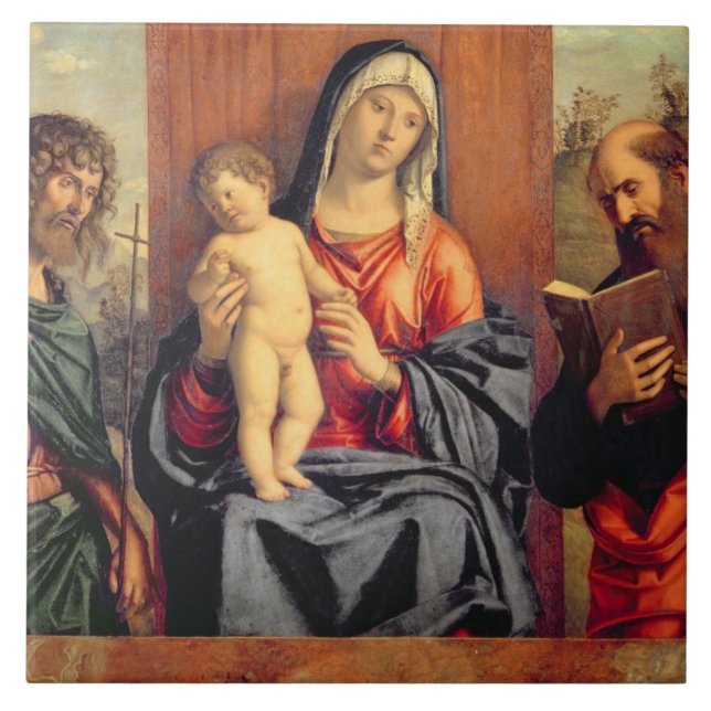 Madonna och barn med St John det baptistiskt och Kakelplatta (Framsidan)