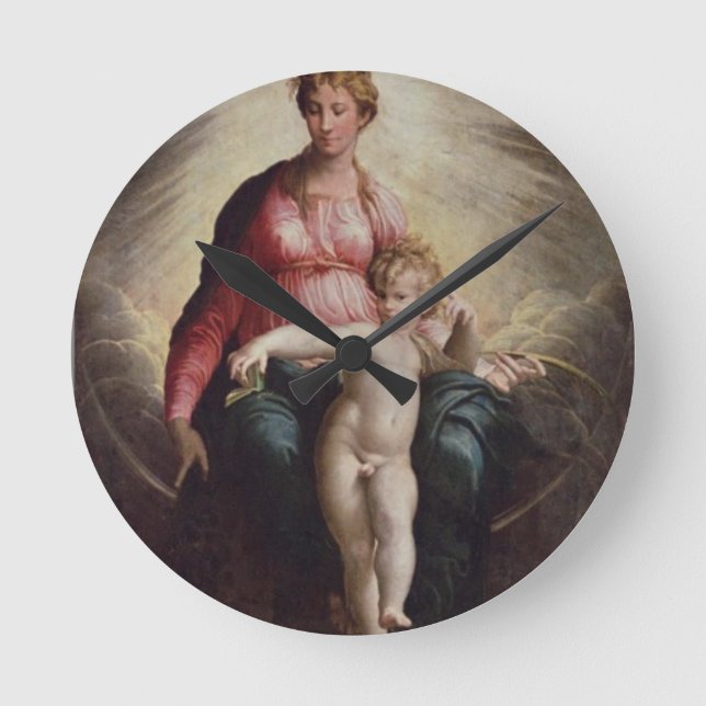 Madonna och barn med St John och St Jerome, 15 Rund Klocka (Framsida)