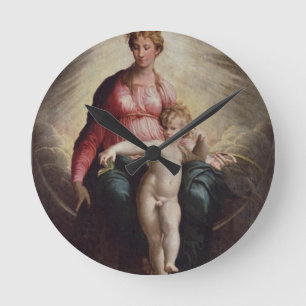 Madonna och barn med St John och St Jerome, 15 Rund Klocka