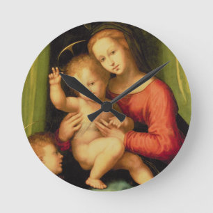 Madonna och barn med St John Rund Klocka