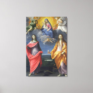 Madonna och barn med St. Lucy och Mary Magdalene Canvastryck