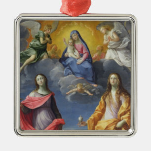 Madonna och barn med St. Lucy och Mary Magdalene Julgransprydnad Metall