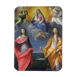 Madonna och barn med St. Lucy och Mary Magdalene Magnet