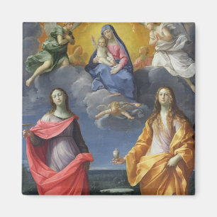 Madonna och barn med St. Lucy och Mary Magdalene Magnet