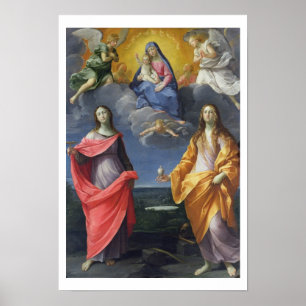 Madonna och barn med St. Lucy och Mary Magdalene Poster