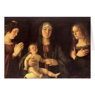 Madonna och barn med St Mary Magdalene och St. Hälsningskort