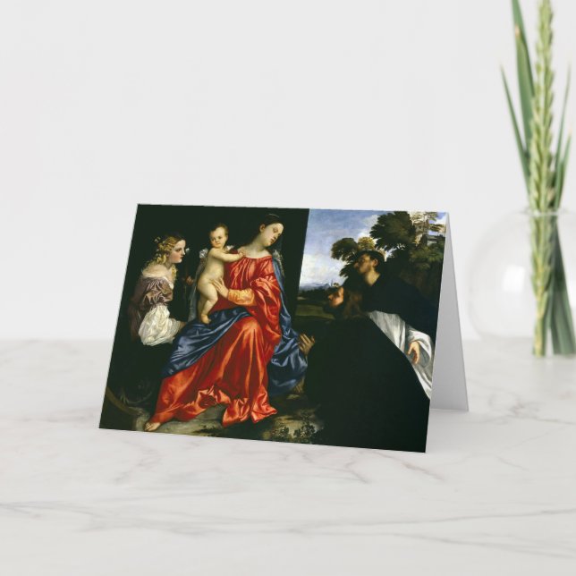 Madonna och barn med Sts Catherine och Dominic Kort (Framsida)