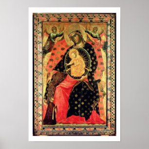 Madonna och barn med två ödelagda personer poster