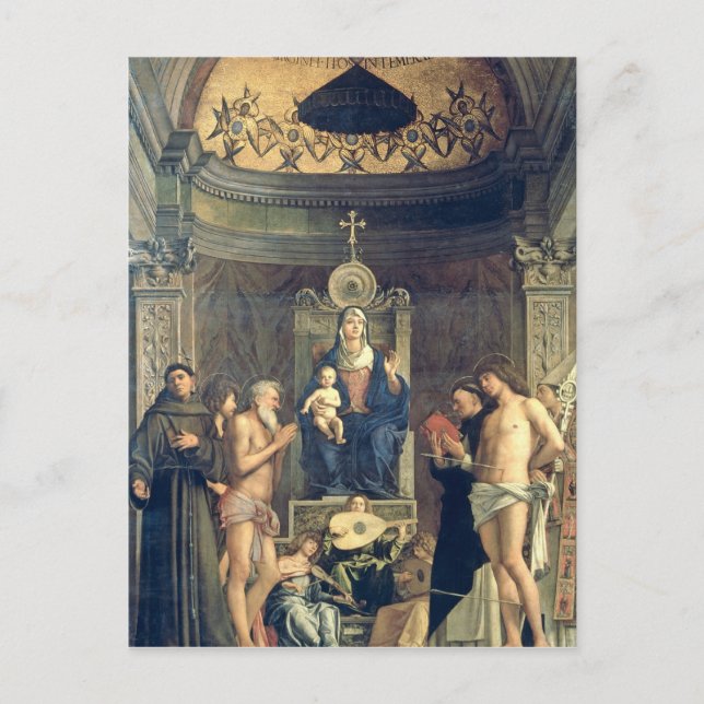 Madonna och barn mellan SS. Francis, J Vykort (Framsida)