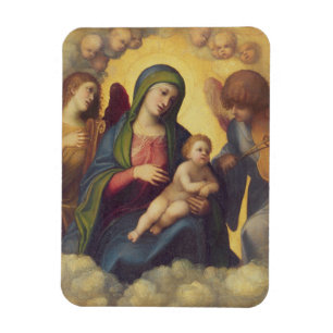 Madonna och barn och barn i härlighet, c.1520 magnet
