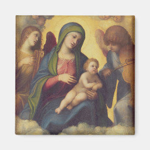 Madonna och barn och barn i härlighet, c.1520 magnet