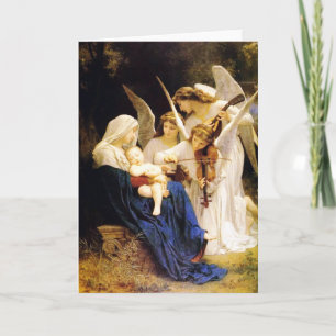 Madonna och barn och tre änglar helgkort