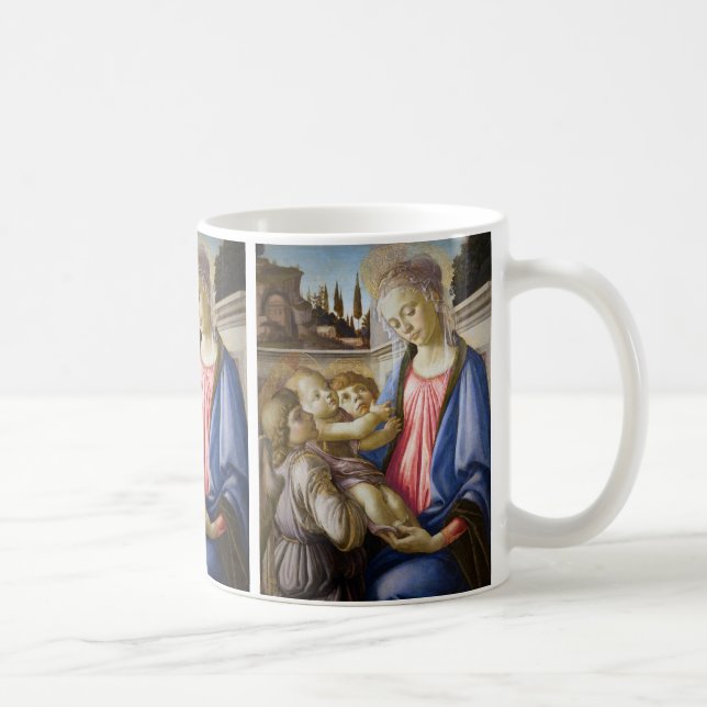 Madonna och barn och två änglar av Botticelli Kaffemugg (Höger)