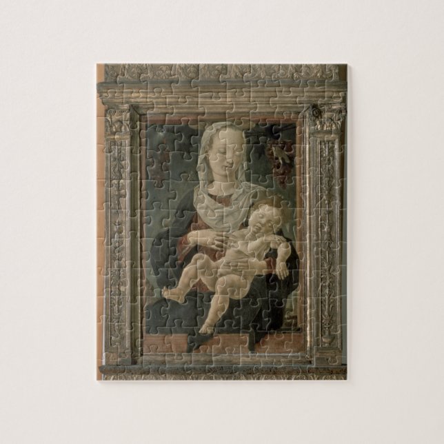 Madonna och barn (olja på panel) pussel (Vertikal)
