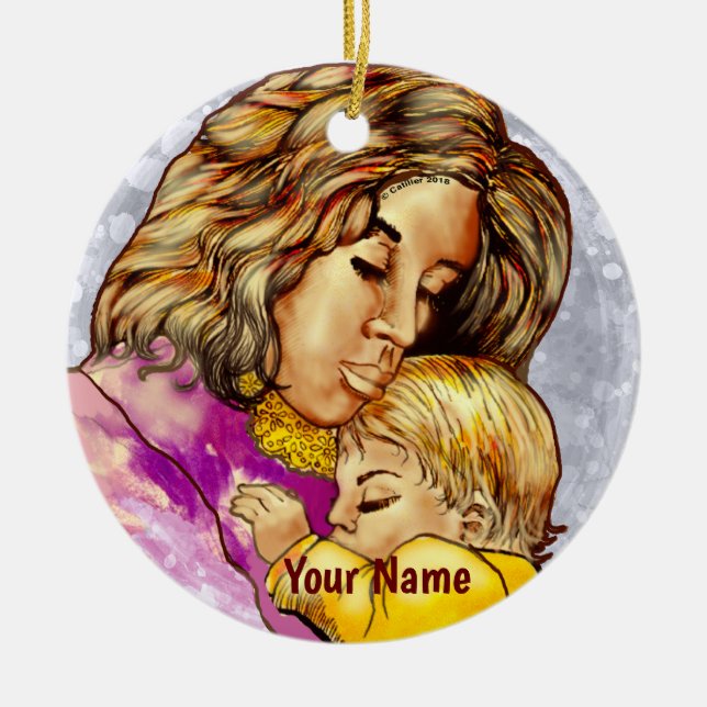 Madonna och barn-ornament  julgransprydnad keramik (Framsidan)