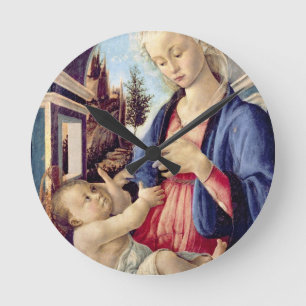 Madonna och barn (panel) 2 rund klocka