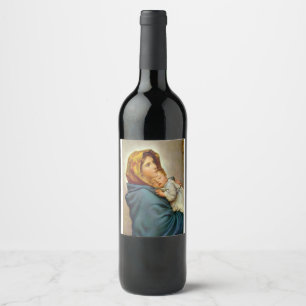 Madonna och barn Roberto Ferruzzi Madonnina Maria Vinflaska Etikett