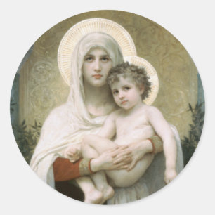 Madonna och barn runt klistermärke
