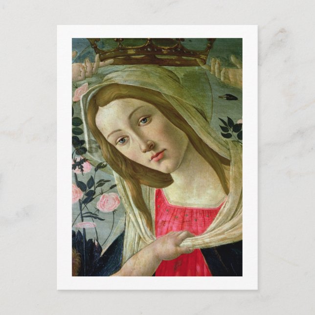 Madonna och barn som är överfulla av Änglar, närma Vykort (Framsida)