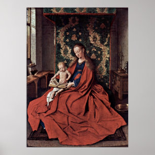 Madonna och barn som läst av Jan van Eyck Poster