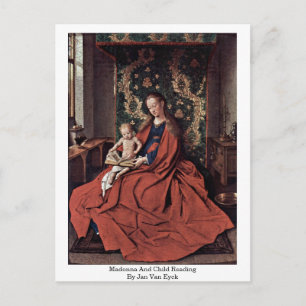 Madonna och barn som läst av Jan Van Eyck Vykort