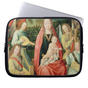 Madonna och barn som omges av änglar laptop sleeve