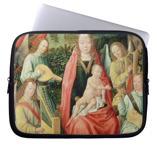 Madonna och barn som omges av änglar laptop sleeve (Framsidan)