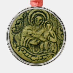 MADONNA OCH BARN /ST.GEORGE OCH DRAGON MEDALLION JULGRANSPRYDNAD METALL