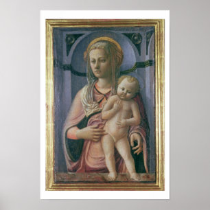 Madonna och barn (tempera på panel) poster