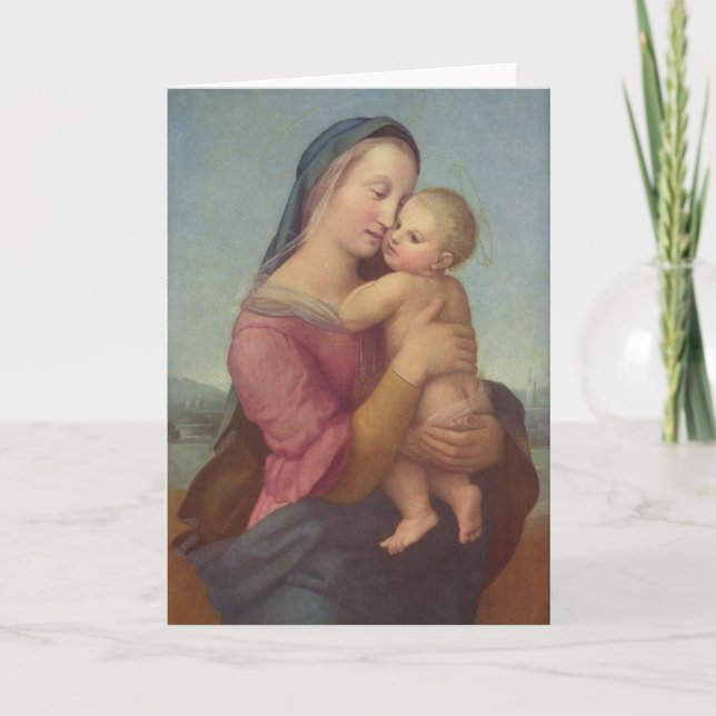 Madonna och barn (tempona Madonna) vid Raphael Helgkort (Framsida)