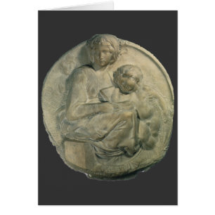 Madonna och barn, Tondo Pitti av Michelangelo Hälsningskort