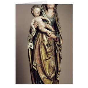 Madonna och barn, träskulptur hälsningskort