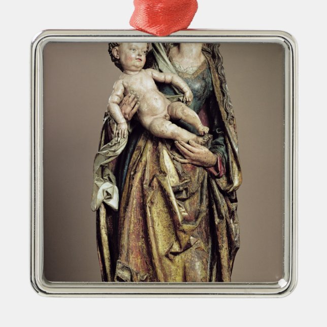 Madonna och barn, träskulptur julgransprydnad metall (Framsidan)