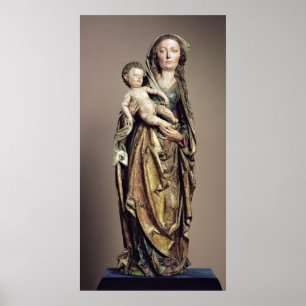 Madonna och barn, träskulptur poster