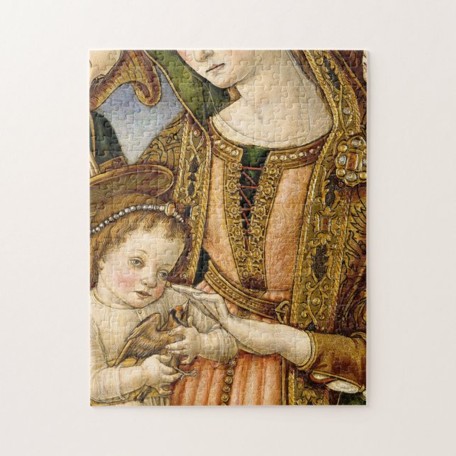Madonna och barn två Änglar Vittorio Crivelli Pussel (Vertikal)