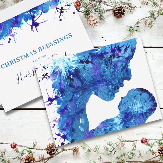 Madonna och barn Vacker akvarell  Julkort (Jesus and Mary abstract watercolor religious christmas holiday card)