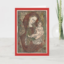 MADONNA OCH BARN WODBLOCK GREETKORT