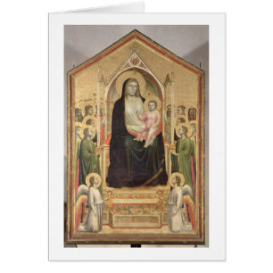 Madonna och barnet installerar, c.1300-03 hälsningskort