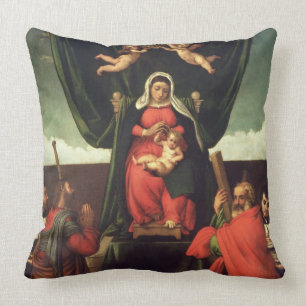 Madonna och barnet installerar med fyra Saints, Kudde