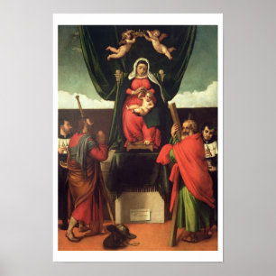 Madonna och barnet installerar med fyra Saints, Poster